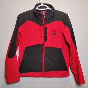Boys' Spyder Softshell Jacket – Size L, Red/Black, Excellent Condition